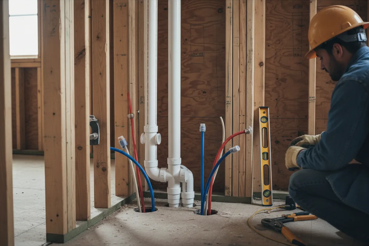 Drain and supply rough-in during Sump Pump Repair in Balch Springs